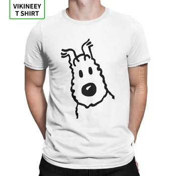 

Men's T-Shirts Snowy Tintin Merchandise Funny 100% Cotton Tee Short Sleeve The Adventures of Tintin T Shirt Clothes Plus Size
