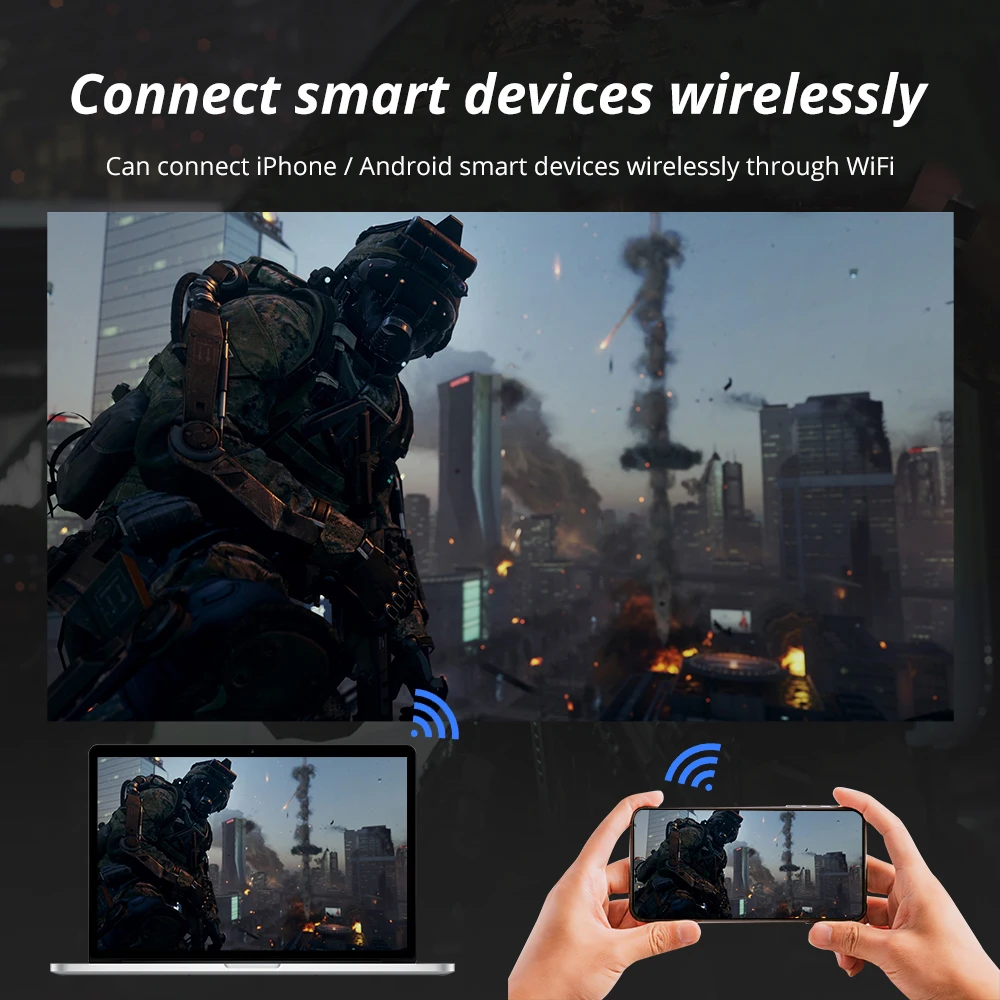 Light Unicorn T2 светодиодный мини проектор HD 1280x720p поддержка 1080P FHD проводной
