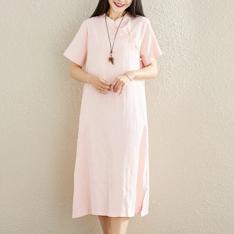 Китайское платье cheongsam qipao женское элегантное Ретро китайское традиционное платье из хлопка и льна cheongsam женское платье - Цвет: color3