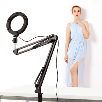 

6 Inch Mini LED Ring Light Photography Fill-in Light 3 Lighting Modes Dimmable USB Powered for Live Network Broadcast Makeup
