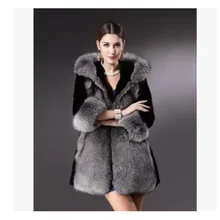 

Plus Size Hooded Fur Outerwear Thicken Warm Winter Jackets Female Slim Three Quarter Sleeve Fashion Faux Fox Fur Coat Fashion