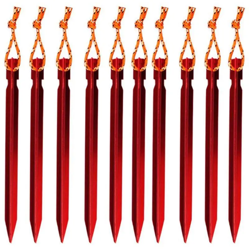 10 Pcs//bag 18cm Outdoor Camping Trip Tent Peg Ground Nail Stakes Aluminum Alloy
