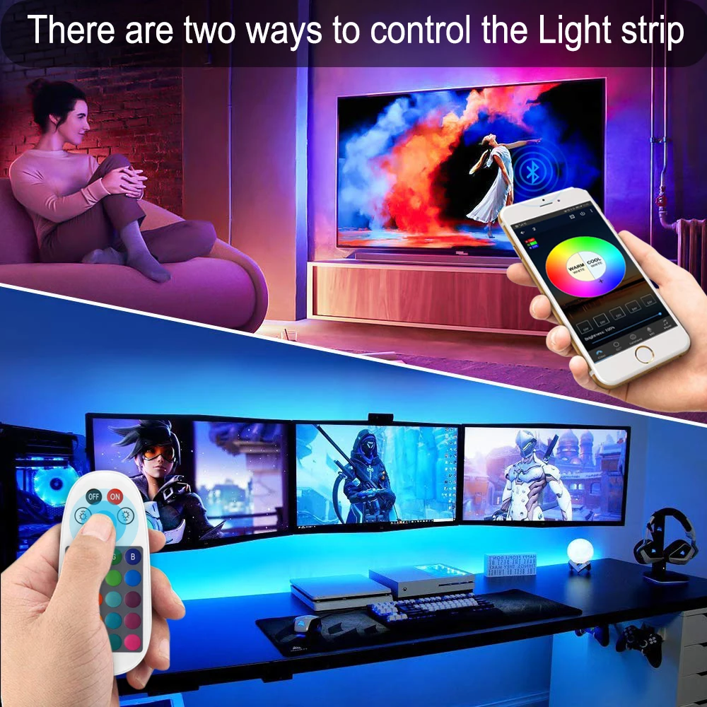 10 метров, умный 5050 RGB светодиодный светильник, набор полос+ bluetooth-контроллер с сеткой+ трансформатор для Amazon Alexa Google Assistant
