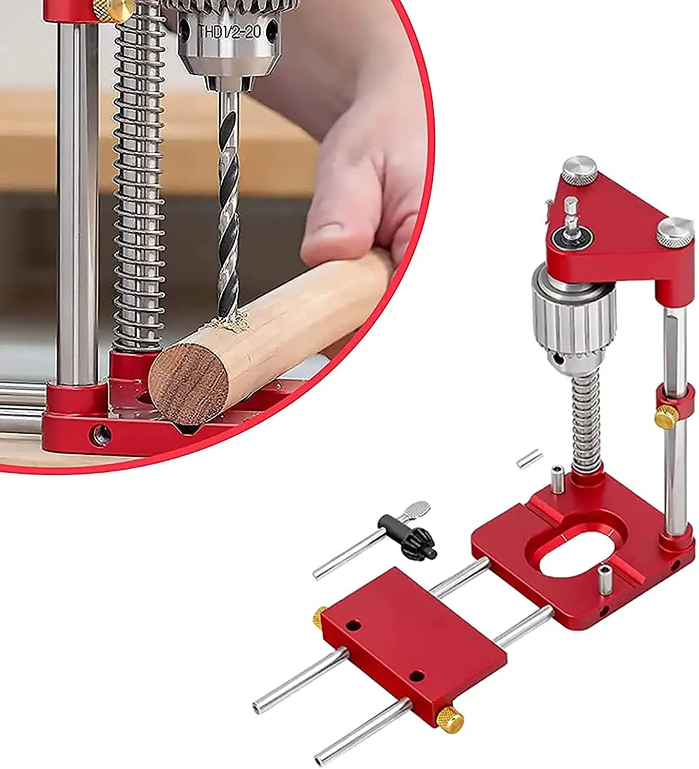 Wood Boring Machinery Aluminum Alloy Drill Locator Drill Punch Locator Drill Guide Fixture All Metal Drilling Locator Woodworking DIY Tool Dropship wood locator