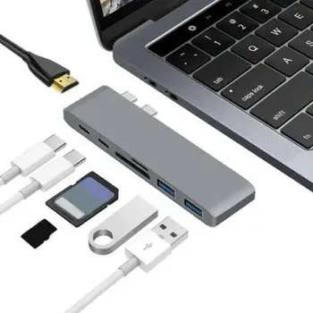 

7 in 1 USB 3.1 Type-C Hub Adapter USB C Hub Hdmi 4K Reader With Pro C TF USB Thunderbolt 3 Hub PD SD Air For Mabook Slot Y7S7