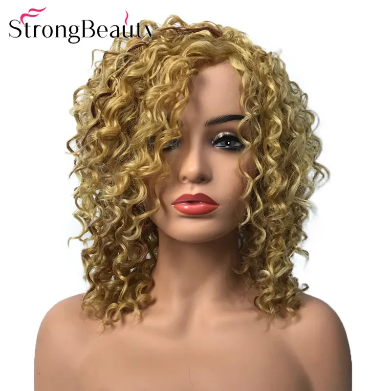 Женский кудрявый парик StrongBeauty синтетические парики средней длины термостойкие