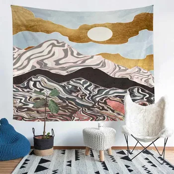 

HELENGILI Home Furnishing Abstract Mountain Tapestry Wall Hanging Sandy Beach Picnic Throw Rug Camping Tent Sleeping Pad #GS01