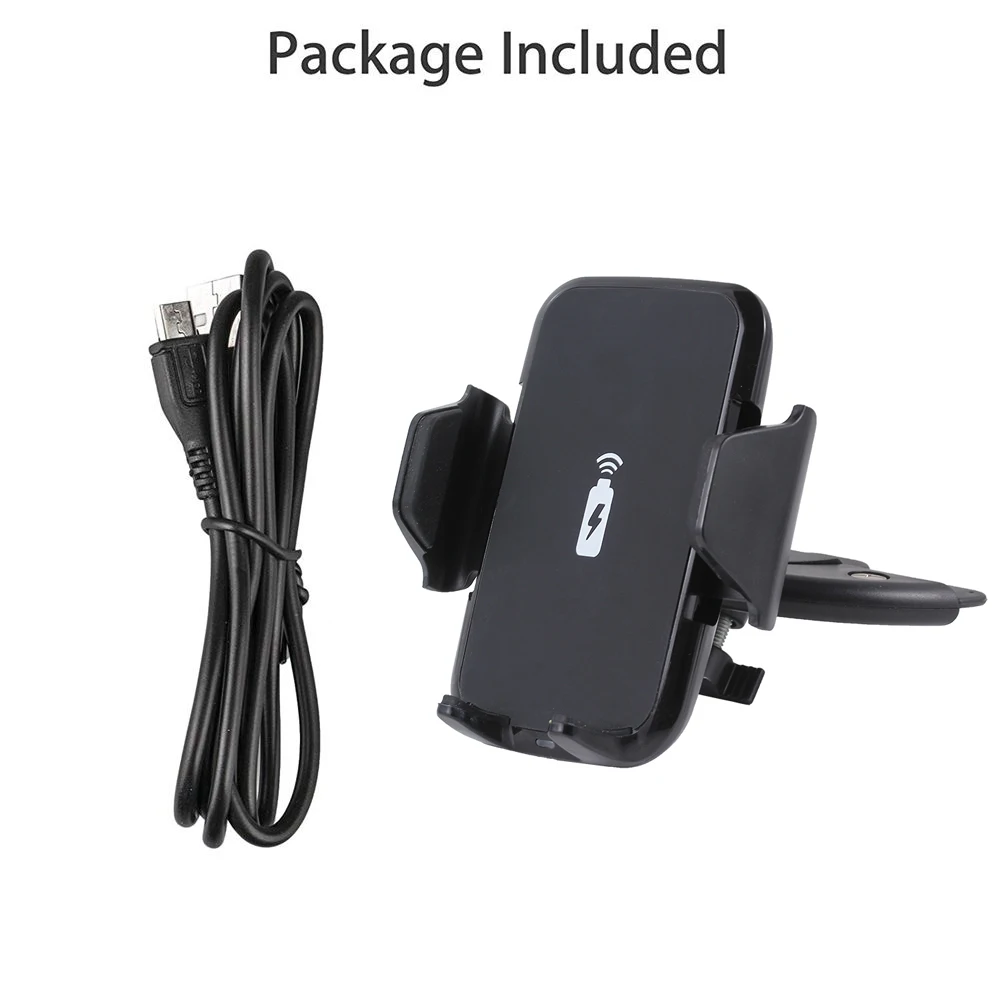 Универсальный автомобильный держатель для телефона Qi Беспроводное зарядное устройство для iPhone 11 Pro Max X samsung S10 S9 S8 Быстрая зарядка подставка для телефона в CD слот - Цвет: Black