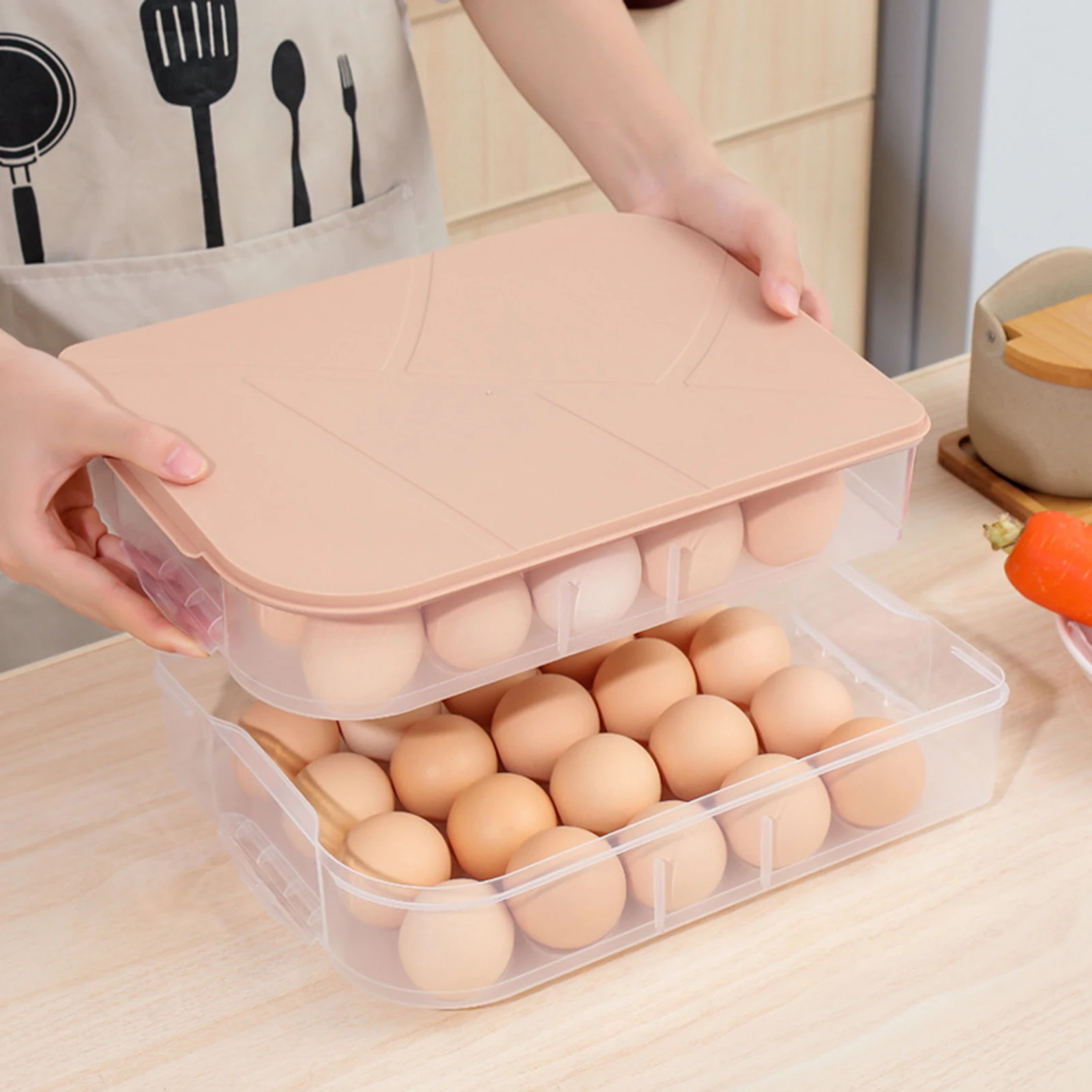 Double-Layer Egg Box Drawer Type Storage Container Plastic Refrigerato –  pocoro
