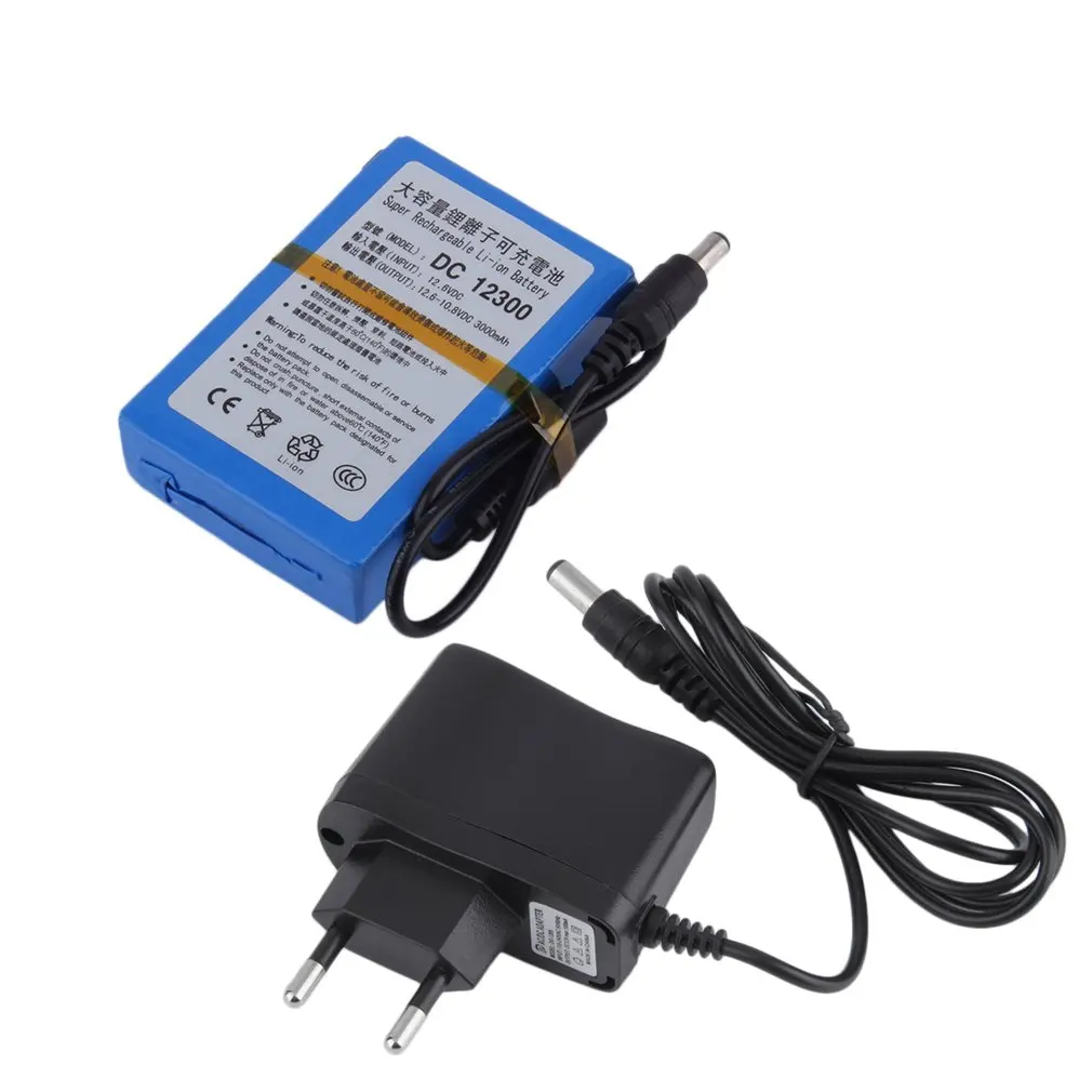 

3000mAh Lithium-ion Super Rechargeable Battery +Power Charger EU Plug System equipment for 12V DC power supplies
