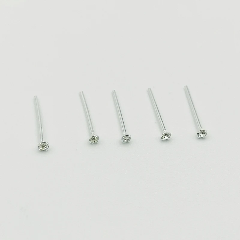 925 Sterling Silver 1.5MM Clear Crystal Nose Stud Pin Bone Tiny Nariz Piercing Body Jewelry 36pcs/Pack 5