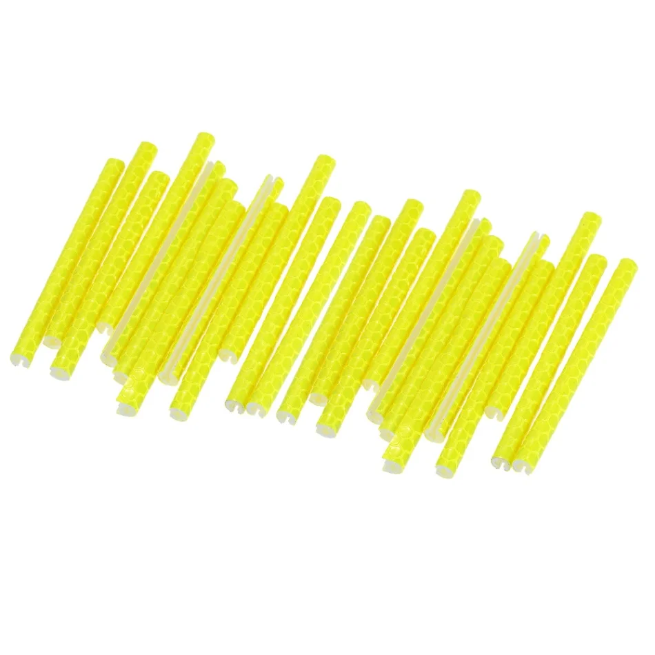 24 шт. спицы колеса велосипеда светоотражающие палочки трубка безопасный велосипедный спиц отражатель безопасности зажим для колеса отражательная трубка - Цвет: Yellow