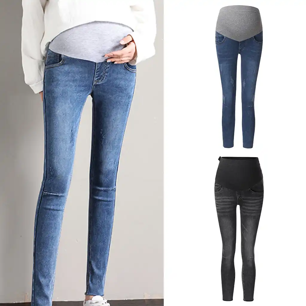 Pantalon de maternité à la mode pour femme enceinte, jean de maternité,  accessoire d'allaitement, Legging ventre, @ 45 | AliExpress