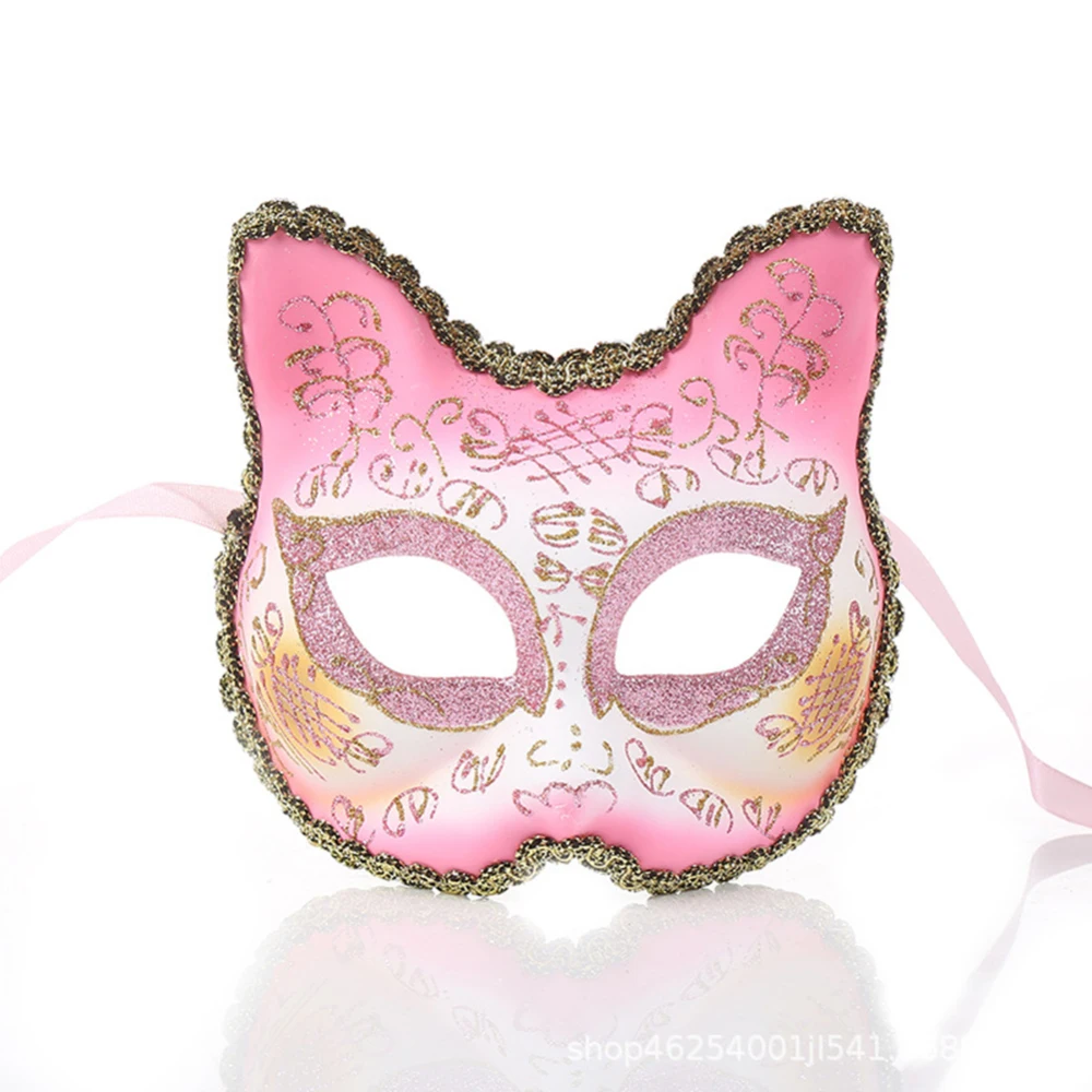 Pink Лицевая маска в виде кошки Хэллоуин маскарад маски для костюмированной вечеринки Венецианская маска Марди Грас представление маска для новогодней вечеринки реквизит украшение - Цвет: Pink