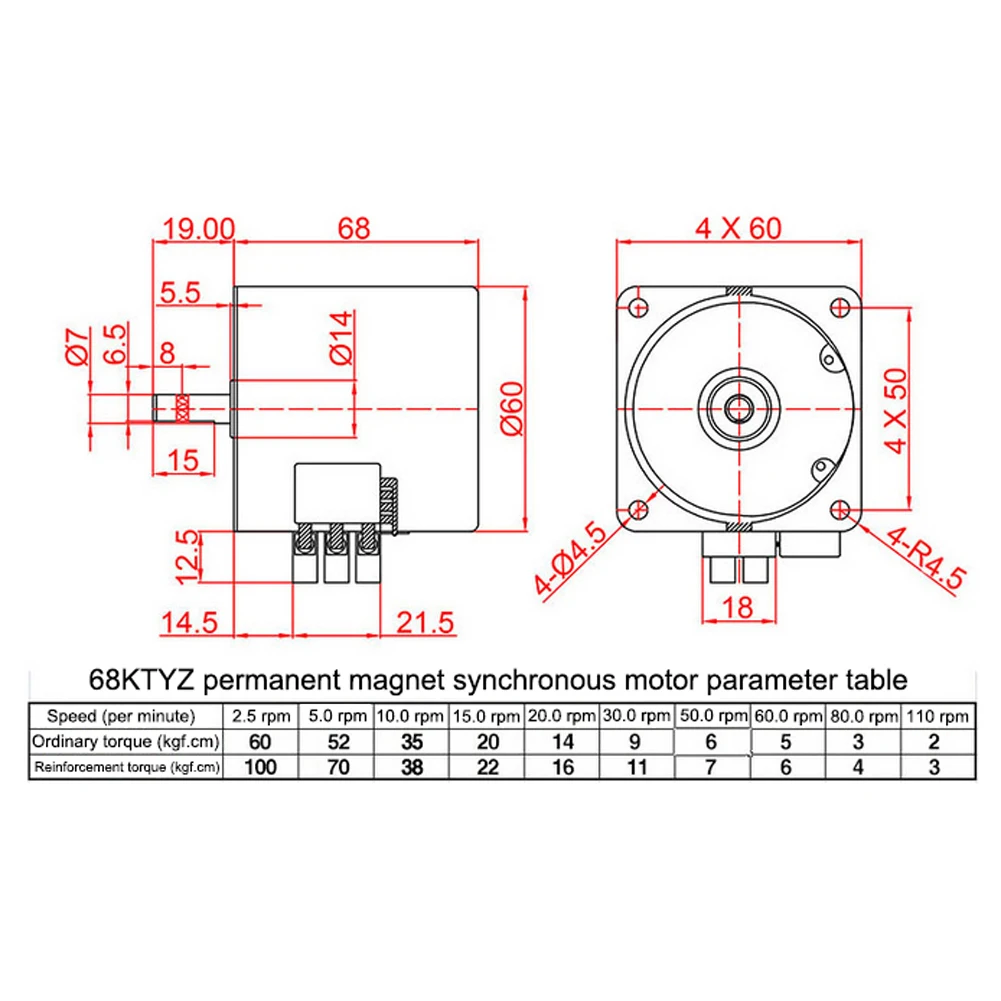 Постоянный магнит синхронный мотор-редуктор 68KTYZ AC 28W 220V для DIY синхронный бесщеточный мотор