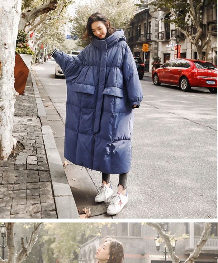ZURICHOUSE зимняя куртка для женщин, Длинная утепленная парка, мода, свободный пуховик с капюшоном размера плюс