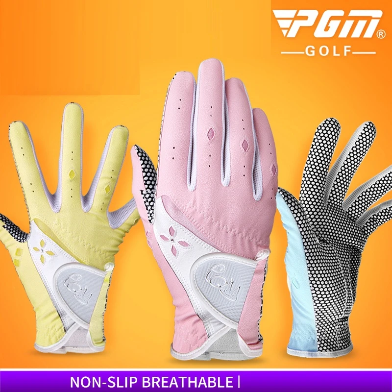 1 пара, женские кожаные перчатки для гольфа с противоскользящими гранулами, дышащие перчатки, для левой и правой руки, спортивные перчатки для гольфа на открытом воздухе, D0514