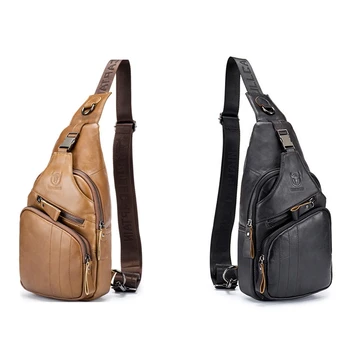 

Bullcaptain 2Pcs Genuine Leather Mens Messenger Bag Casual Bag Crossbody Bag Shoulder Bag Men'S Bag Men'S Shoulder Bag Men'S Sha