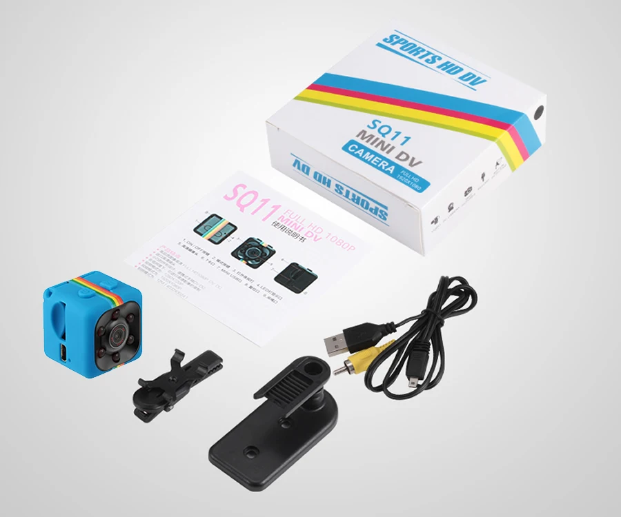 SQ11 HD мини камера видеокамера DV IP DVR Cam маленький регистратор Движения Ночная видеокамера микро видео 1080P Датчик видения - Цвет: Blue SQ11