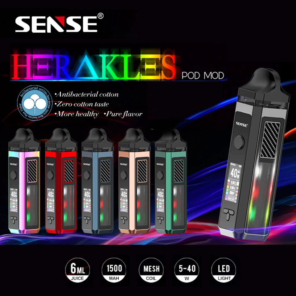Original Sense Herakes Pod 1500mAh kit pod Vape Pen kit with 0.4ohm mesh coil 6ML Refillable Cartridge VS voopoo vinci vape kit (3)