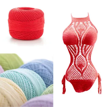 

50g/Pcs 0.8mm Summer Cotton Lace Yarn Yarn for Crocheting Bikini Lace Yarn Hand-Knitted baby Silk Thin Yarn