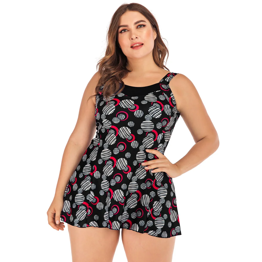 Swimming Skirt Women Plus Size Two Piece Beach Wear Dress 5XL Printing Large Bathing Suit Mujer Verano Sexy Swimsuit Bikini-Girl