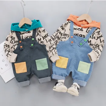 

Kids Baby Girl Boys Causal Clothing Set Letters Hoodeis Overalls 2Pcs/sets Autumn Children's Sports Suit Children Clothes