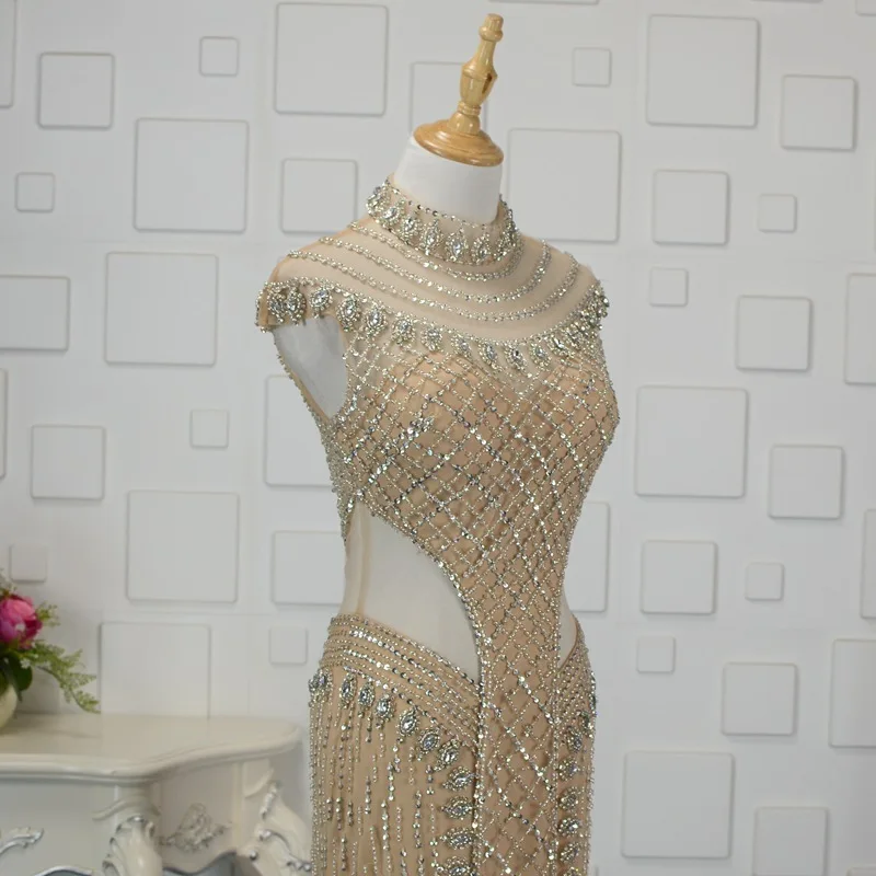 Heavy Beading Mermaid Celebrity Dresses New Design Sexy Cutaway Side Crystals Evening Prom Goowns Real Photos ZD1032
