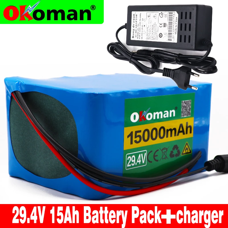 Высококачественный литий ионный аккумулятор Okoman 7S5P 24 в 15 Ач 250 Вт 29 4 В 15000 мАч для