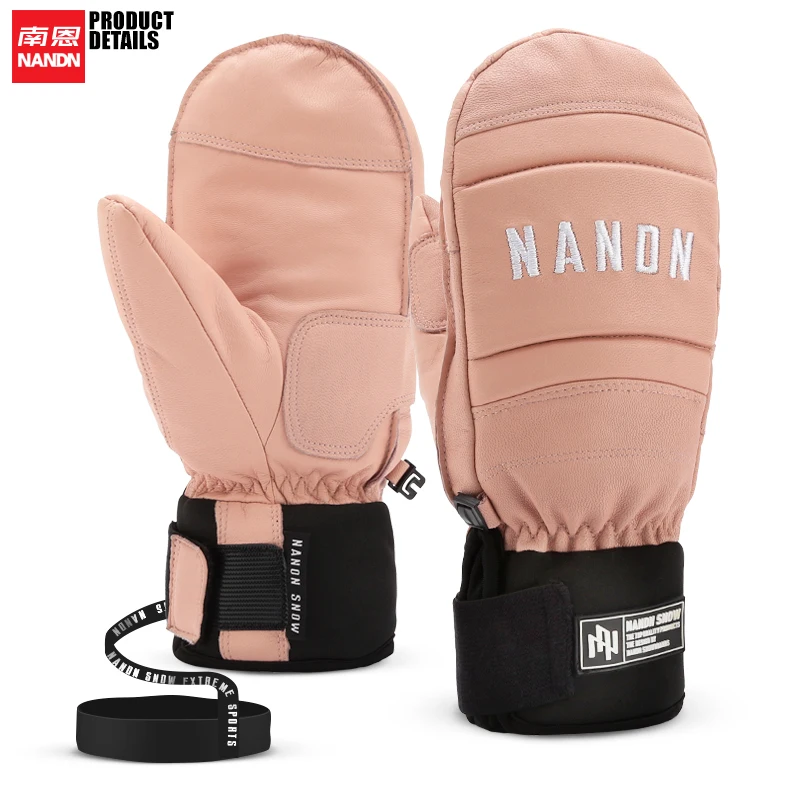 NANDN Ski Gloves Leather Winter Warm Wind Proof Snowboard Gloves 5