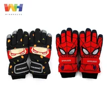 Детские лыжные перчатки с изображением Человека-паука из Южной Кореи, лыжные перчатки с изображением Железного человека, спортивные водонепроницаемые ветрозащитные зимние теплые варежки для мальчиков