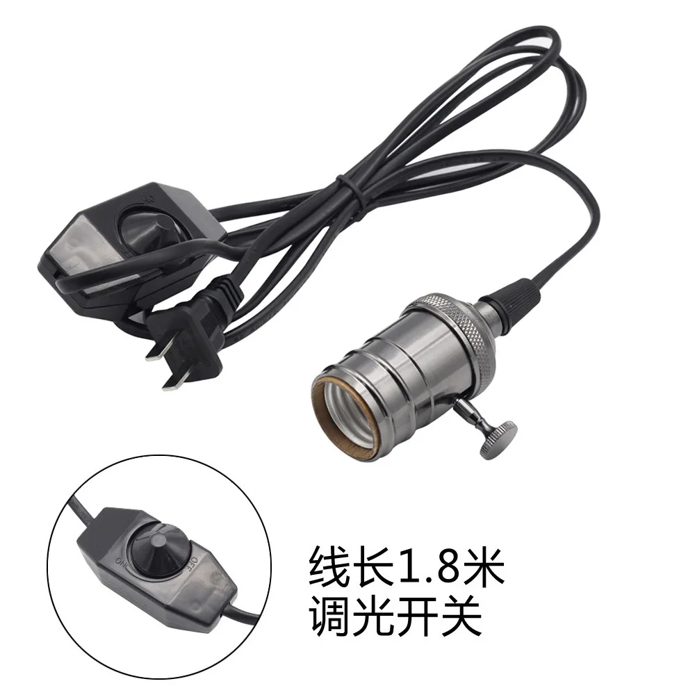 Aluminum Lamp European Style Modern Metal Button Dimmer Switch Plug Retro Vintage Lamp Holder Accessories E27 Edison Screw