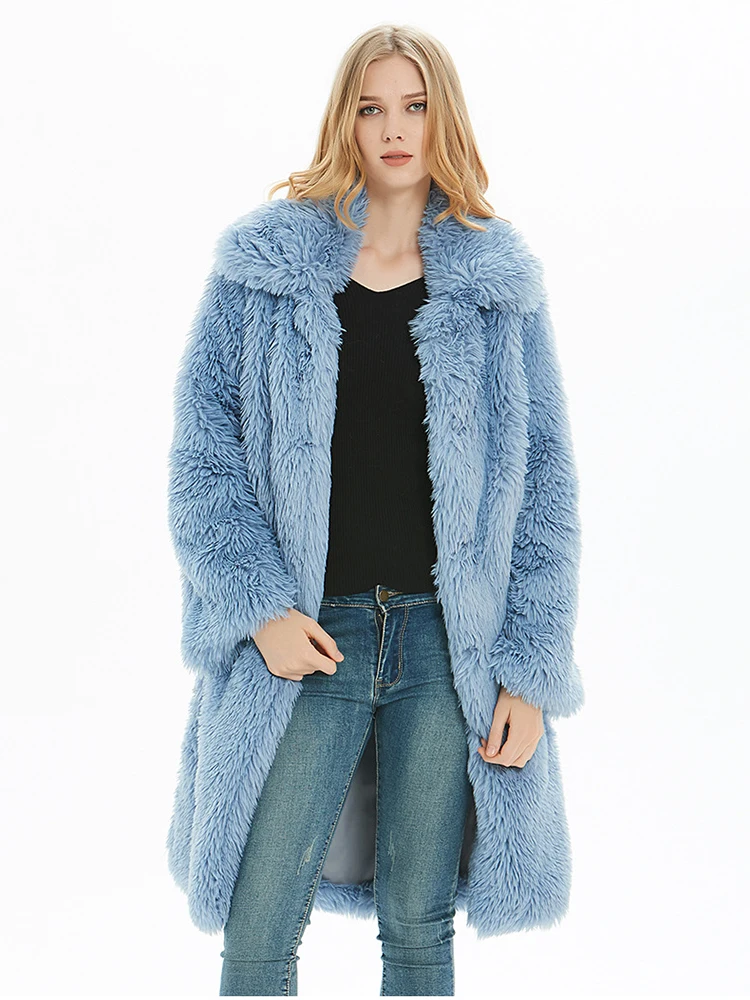 Furry Teddy Bear Coat Faux Fur overcoat Soft Fluffy Long Fur Jackets Female Vintage Winter Coat Women Elegant Shaggy Jackets