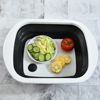 

Manufacturers Direct Selling Multi-functional Cutting Board Plastic Dish Draining Basket 2-in-1 Chopping Board Household Choppin