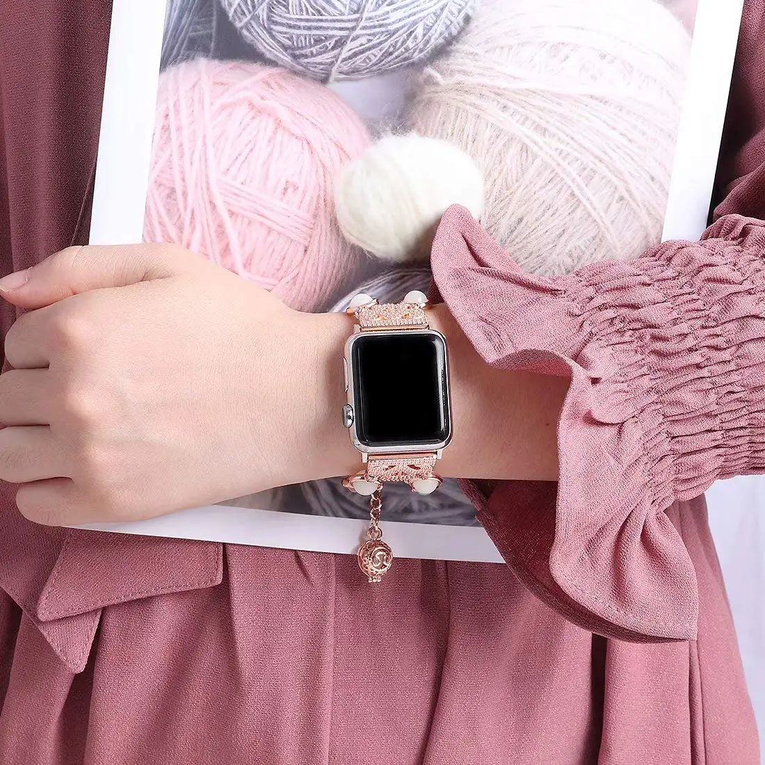 KeBitt ремешок для apple watch band, регулируемый браслет ночной светящийся жемчужный браслет для iwatch с духами Подвеска для хранения женщин