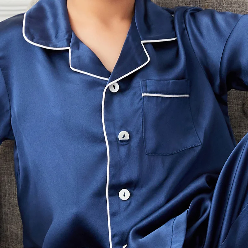 

Pillow Water People 2019 Spring And Summer New Style 100% Men Real Silk Pajamas Large Size Long Sleeve Mulberry Silk Homewear Se