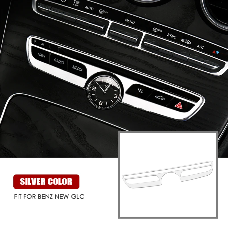 New GLC -Silver Центральный контроль кондиционер кнопка Декор наклейка Рамка для Mercedes Benz C Класс GLC - Название цвета: New GLC -Silver