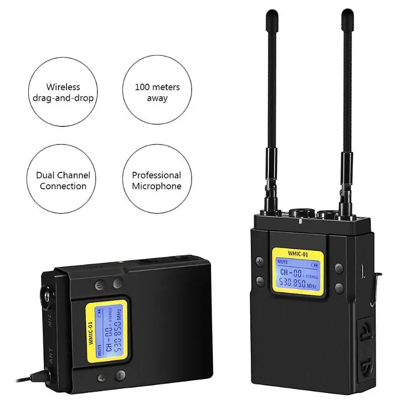 WMIC-01Wireless петличный микрофон Портативный петличный микрофон 3,5 мм Jack нагрудный микрофон для фотографии