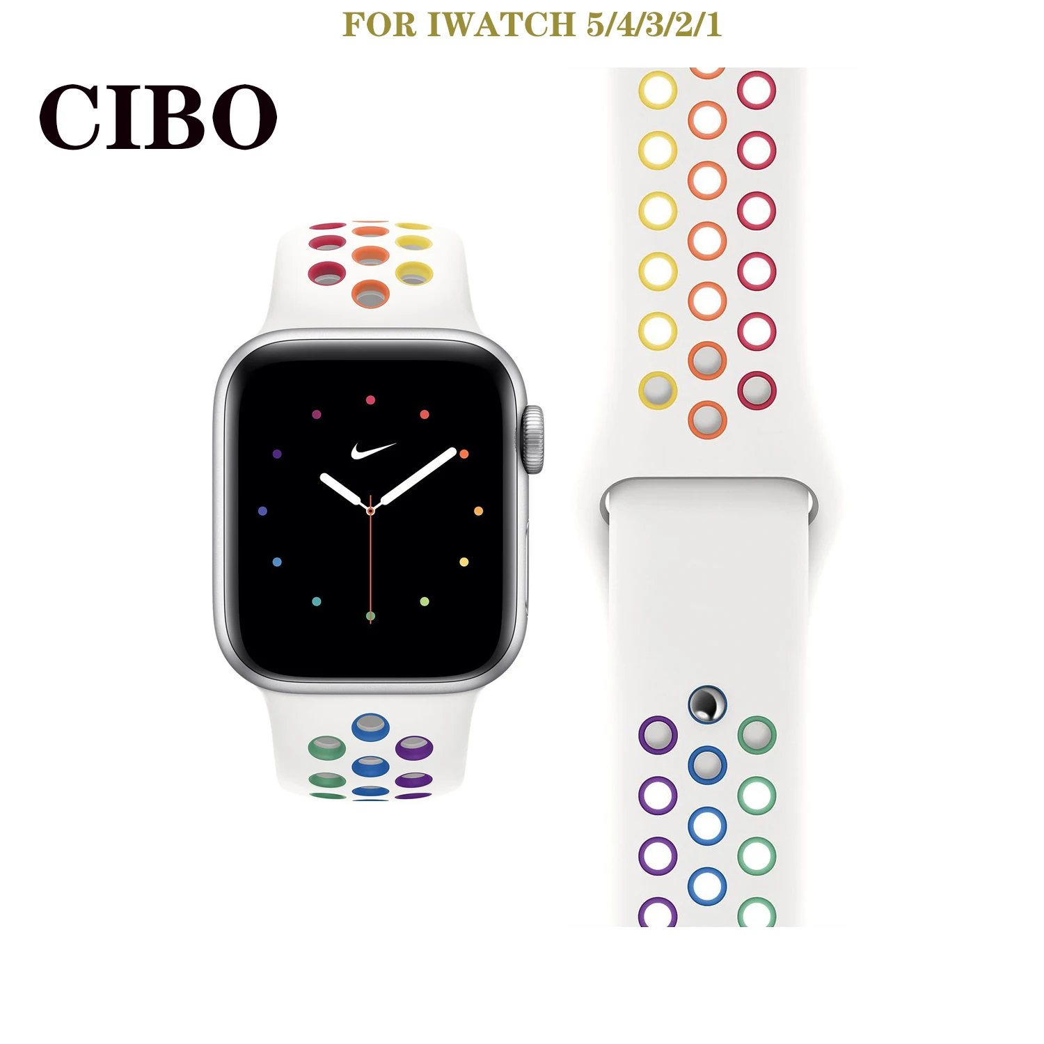 Ремешок для Apple Watch band 44 мм 40 42 38 iwatch series 5 4 3 2 1 спортивный силиконовый браслет Nike