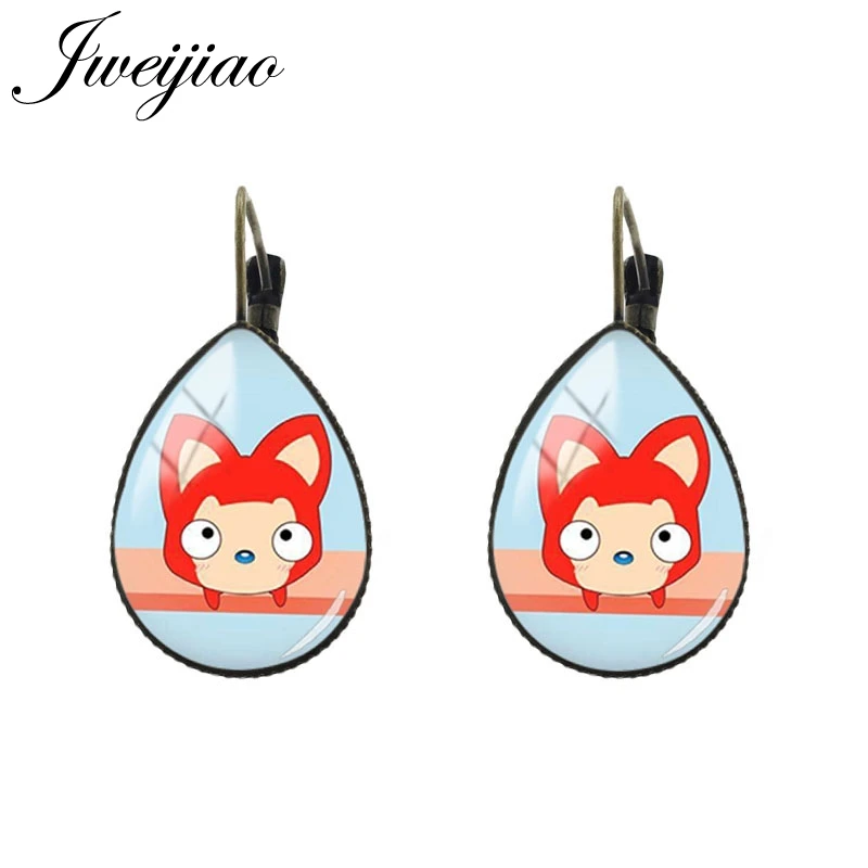 JWEIJIAO милые девушки серьги слеза капли воды, клипсы для ушей в форме античный бронзовый очаровательный Стекло мультфильм ювелирные изделия для вечерние подарок AL50