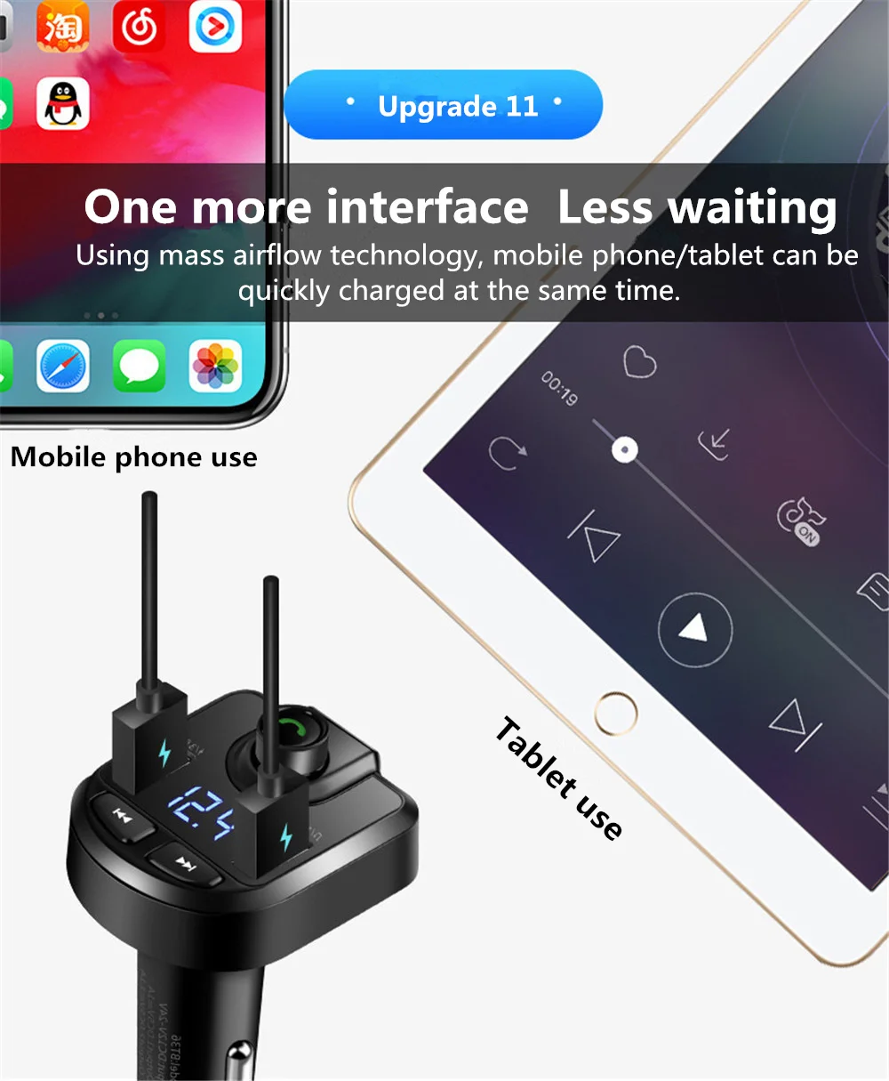 3.1A громкой связи Bluetooth автомобильный комплект двойной USB телефон быстрое зарядное устройство fm-передатчик стерео аудио MP3 музыкальный приемник Bluetooth адаптер TF
