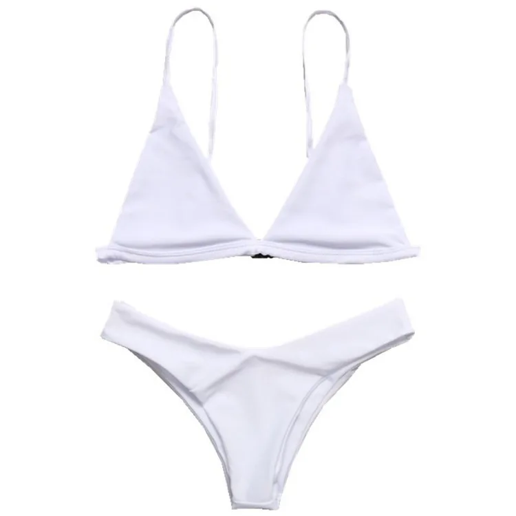 

Swimwear Women 2019 Bikinis New Swimsuit Separate Bathing Suit Women Two Pieces Solid Low Waist Padded Bra -8