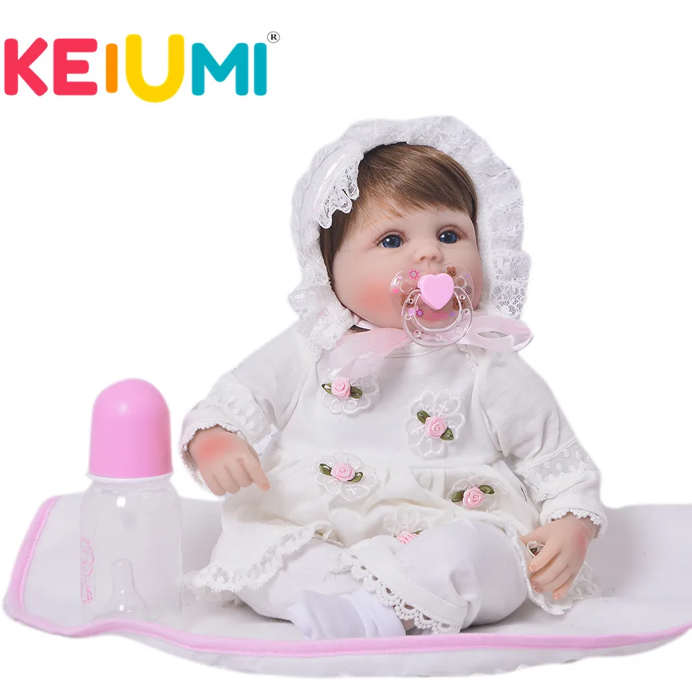 

KEIUMI 17 Inch Lifelike Reborn Girl Doll Soft Silicone 42 cm Cloth Body Realistic Baby Toy Ethnic Doll For Kids Birthday Gifts
