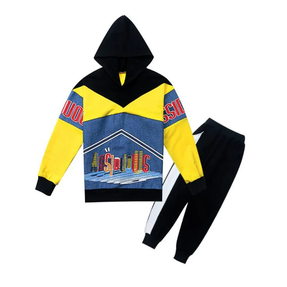 yellow sets Весенний детский комплект одежды для мальчиков, Осенний Джинсовый комплект одежды для детей 4, 6, 8, 9, 10, 12, 14, 16 лет, спортивный костюм для мальчиков модная детская одежда - Цвет: yellow sets