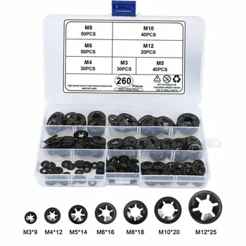 

Star Nut Push-On Lock M3-M12 Assortments 260pcs Washer Fastener Clip Grab New