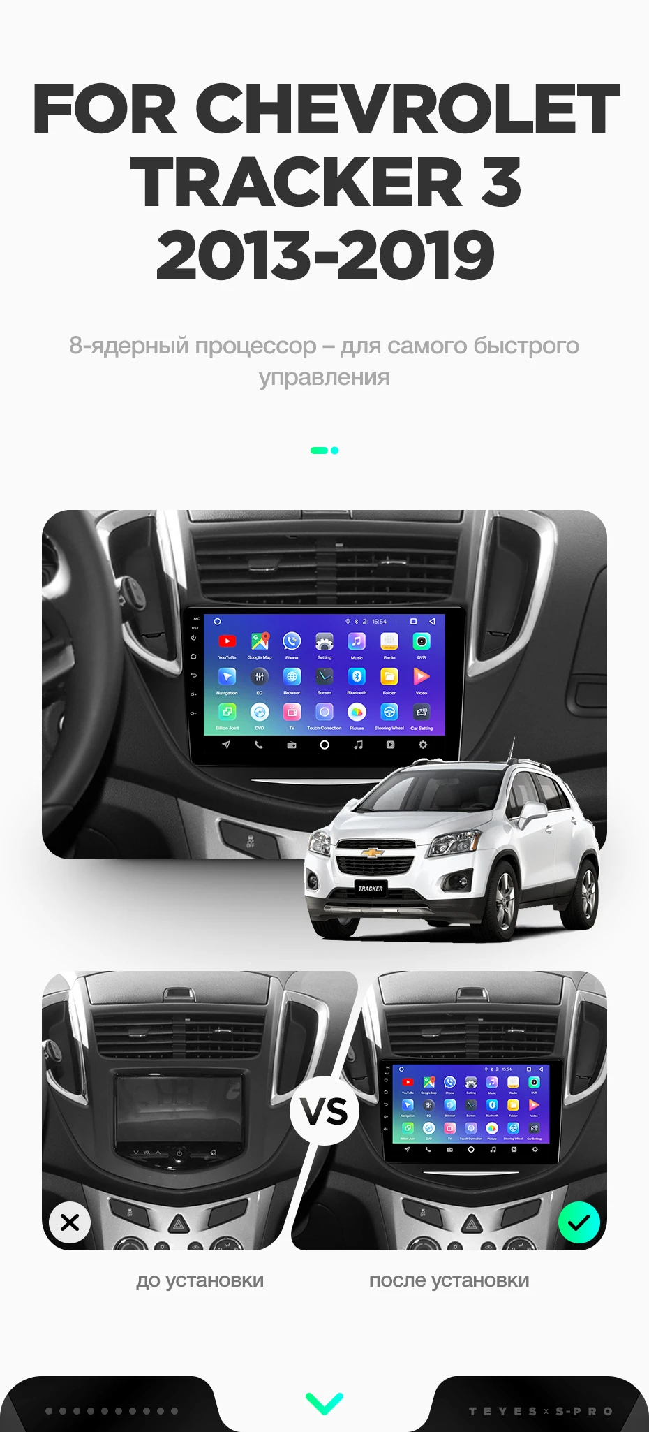 TEYES SPRO Штатная магнитола для Шевроле Трэкер 3Chevrolet Tracker 3 2013 Android 8.1, до 8-ЯДЕР, до 4+ 64ГБ 32EQ+ DSP 2DIN автомагнитола 2 DIN DVD GPS мультимедиа автомобиля головное устройство