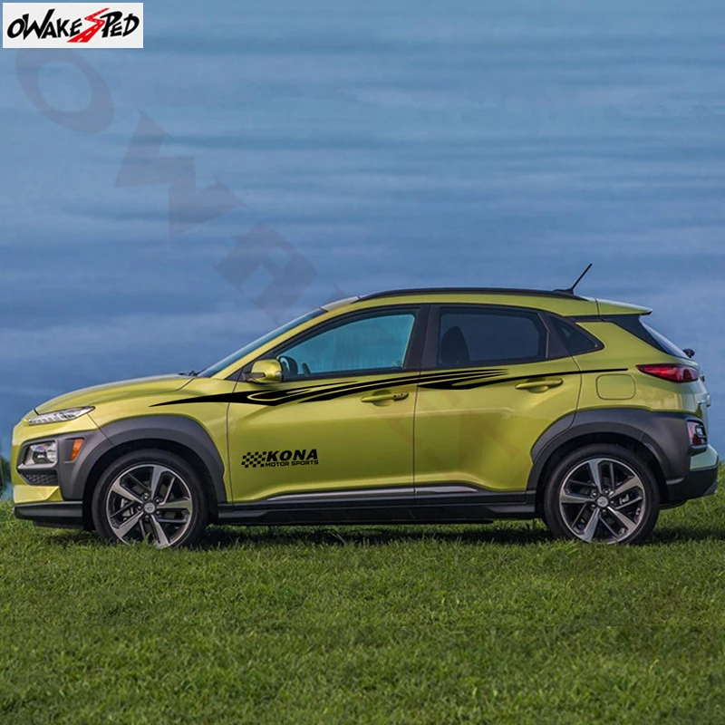 Car Sport Stripes Styling Waist Line Decor Sticker Auto Body Door Both Side  Vinyl Decal For Hyundai KONA Exterior Accessories - AliExpress