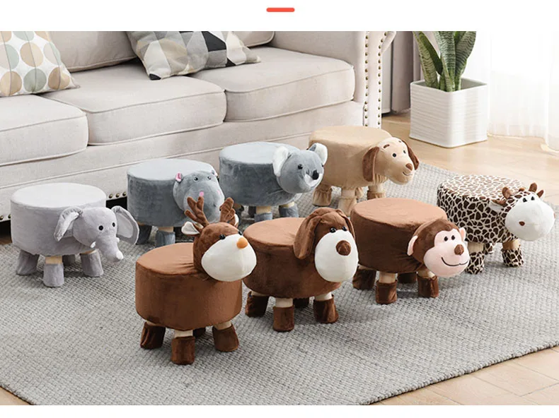 растущий стул Cartoon Change Shoes Children Wooden Stool Creative Sofa Family Lazy Cute Animal Baby Kids Little Dining Chair
