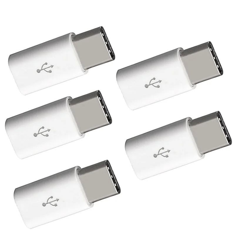 white 5 шт. Micro USB для type-C type C адаптер для зарядки данных конвертер для MacBook Nexus 5X6 P Xiaomi 4C Zuk Z1 Смарт-устройство - Цвет: white