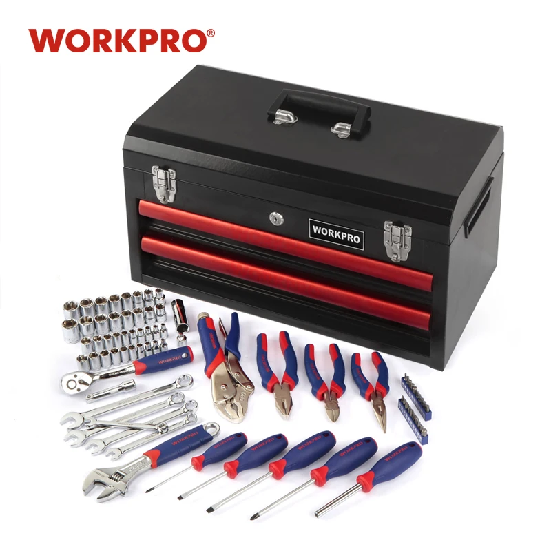 WORKPRO 76PC  Home Tool Set Heavy Duty Metal Box